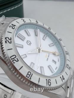 WishDoit GMT Swiss Quartz White Dial 41mm Sapphire Full Kit Warranty Card