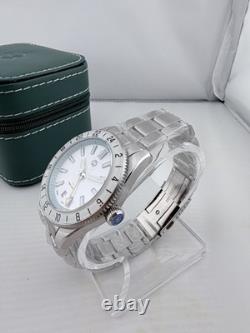 WishDoit GMT Swiss Quartz White Dial 41mm Sapphire Full Kit Warranty Card
