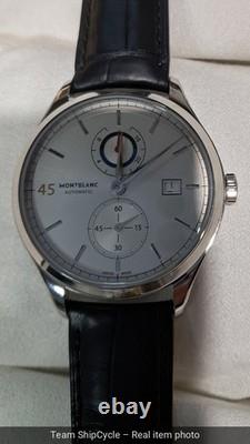With box and papers Montblanc Mens Heritage GMT 41mm Leather Automatic W G2U