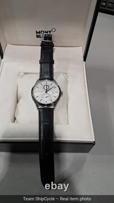 With box and papers Montblanc Mens Heritage GMT 41mm Leather Automatic W G2U