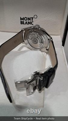 With box and papers Montblanc Mens Heritage GMT 41mm Leather Automatic W G2U
