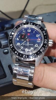 With box and papers Vostok Komandirskie 02018A Watch GMT Military Mechan G2U