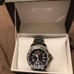 Working CITIZEN PROMASTER BJ7107-83E Solar GMT World Time Stainless Steel Watch