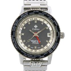 ZODIAC 1960s WORLD TIME GMT 24 hour FORSTNER JB mesh bracelet Cal. 75B automatic