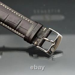 Zeppelin 100 Anniversary DUAL TIME SILVER DIAL S/S BLACK STRAP Watch 7640-1 NEW