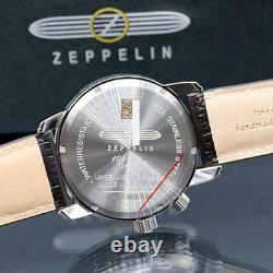 Zeppelin 100 Anniversary DUAL TIME SILVER DIAL S/S BLACK STRAP Watch 7640-1 NEW