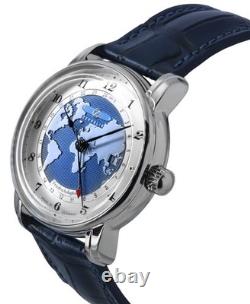 Zeppelin Friedrichshafen GMT Leather Strap Blue Dial Automatic 85963 Men's Watch