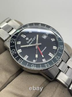 Zodiac Aerospace GMT Grey Black Steel LE of 182 Auto 40mm Watch ZO9400 with Box
