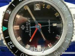 Zodiac Aerospace Gmt Diver 752-934 Vintage Watch For Men Circa 1968, Good Cond