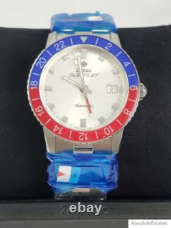 Zodiac Sea Wolf GMT Crystal Topper Edition Automatic Red Blue Watch ZO9408 NWOT