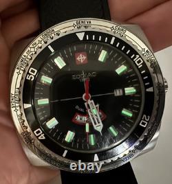 Zodiac Super Sea Dragon GMT World Timer Black Dial, Works, Original Band