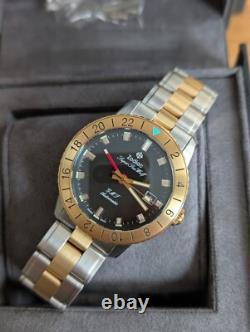Zodiac Super Sea Wolf GMT 40mm Black Dial Two-tone Stainless Steel Strap