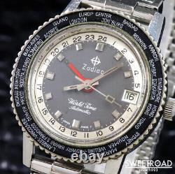 Zodiac World Time GMT Watch Men's Used